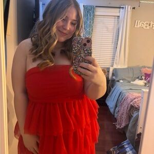 Beginning Boutique Vibrant Red Strapless Dress